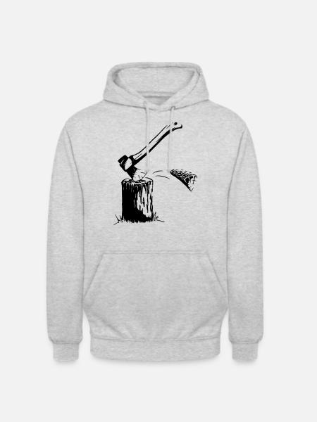 Axt & Brennholz - Unisex Hoodie - Hellgrau meliert