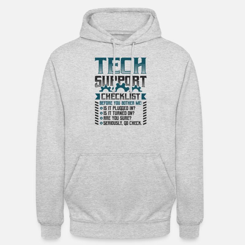 Funny Tech Support Checklist Helpdesk - Unisex Hoodie - light heather grey