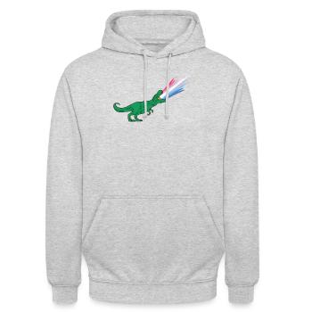 Drapeau LGBTQ Bigender - Dinosaures - Sweat-shirt à capuche unisexe - gris clair chiné - Devant - Alina (178cm) & Michal (187cm)