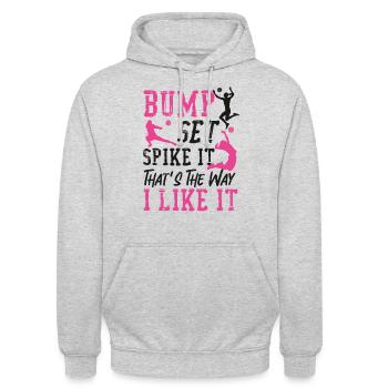Volleyball Player Team Bump Set - Unisex Hoodie - Hellgrau meliert - Vorne - Alina (178cm) & Michal (187cm)