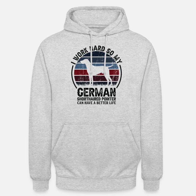 Travail acharné - Retro German Pointer - Sweat-shirt à capuche unisexe - gris clair chiné