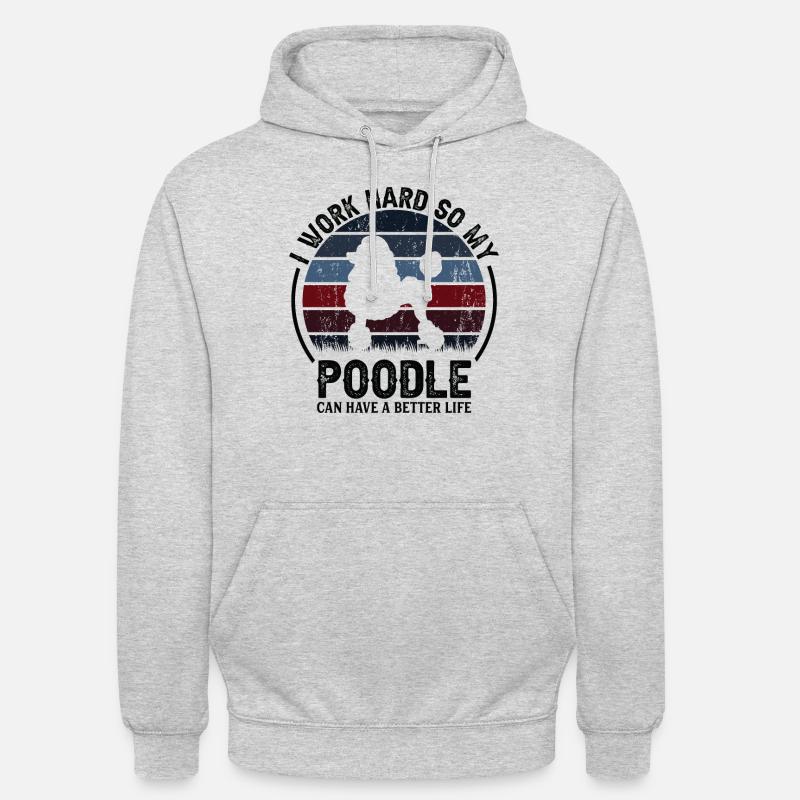 Work Hard - Retro Poodle - Unisex Hoodie - light heather grey