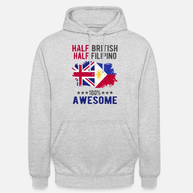 Halb Brite Halb Philippiner - Unisex Hoodie - Hellgrau meliert