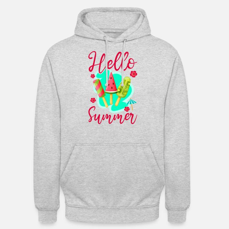 Crème glacée Popsicle Hello Summer - Sweat-shirt à capuche unisexe - gris clair chiné