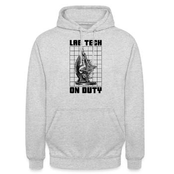 Labortechniker Wissenschaft Lab Tech Geschenkidee - Unisex Hoodie - Hellgrau meliert - Vorne - Alina (178cm) & Michal (187cm)