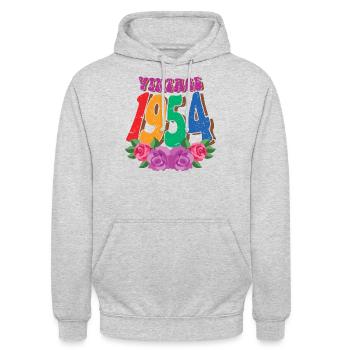 Vintage 1954 70th Birthday For Women 70 Years Old - Unisex Hoodie - light heather grey - Front - Alina (178cm) & Michal (187cm)