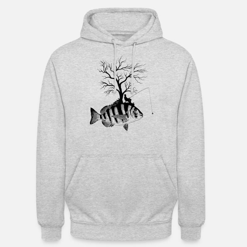 Arbre graphique - Fish Shepherd’s Head - Sweat-shirt à capuche unisexe - gris clair chiné