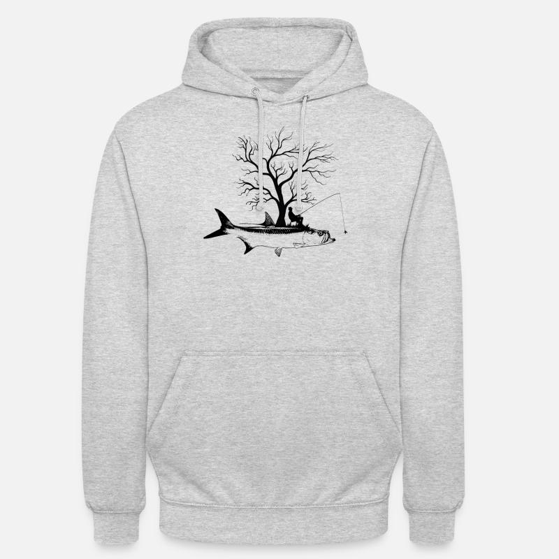 Arbre graphique - Tarpon de poisson - Sweat-shirt à capuche unisexe - gris clair chiné