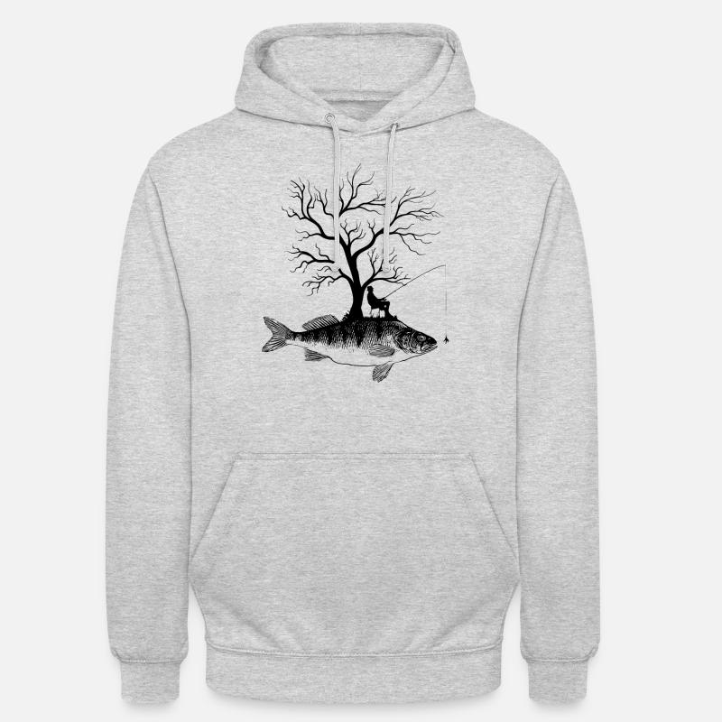 Arbre graphique - Perche jaune de poisson - Sweat-shirt à capuche unisexe - gris clair chiné