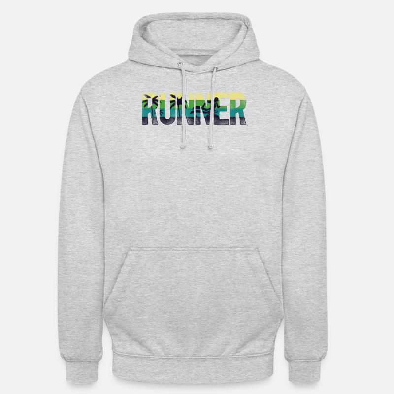 Running Runner Semi-Marathon Rétro - Sweat-shirt à capuche unisexe - gris clair chiné
