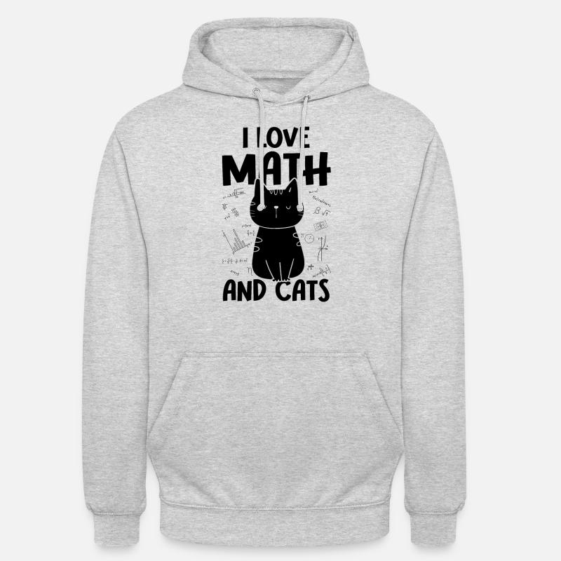 J’aime les chats - Math - Sweat-shirt à capuche unisexe - gris clair chiné