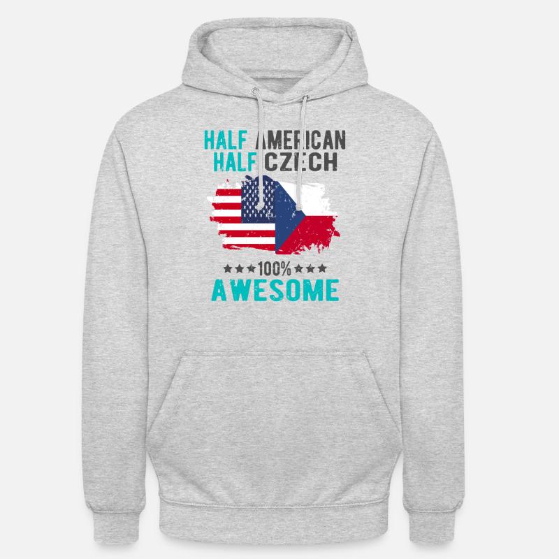 Halb Amerikaner Halb Tscheche - Unisex Hoodie - Hellgrau meliert