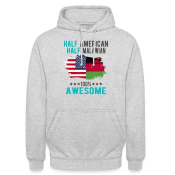 Half American Half Malawi - Unisex Hoodie - light heather grey - Front - Alina (178cm) & Michal (187cm)
