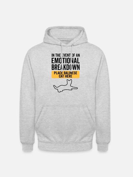 Émotionnel - Chat balinais - Sweat-shirt à capuche unisexe - gris clair chiné