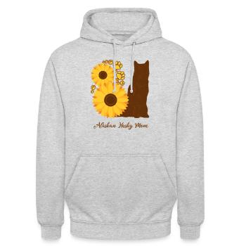 Sonnenblumenmutter - Alaskan Husky - Unisex Hoodie - Hellgrau meliert - Vorne - Alina (178cm) & Michal (187cm)