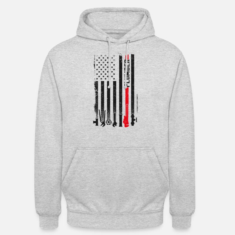 Plombier plombier drapeau américain - Sweat-shirt à capuche unisexe - gris clair chiné