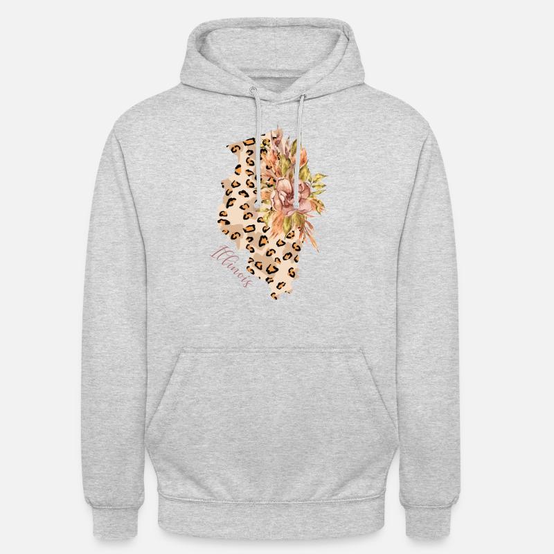 Illinois Leopard-pattern Map Leo State - Unisex Hoodie - light heather grey