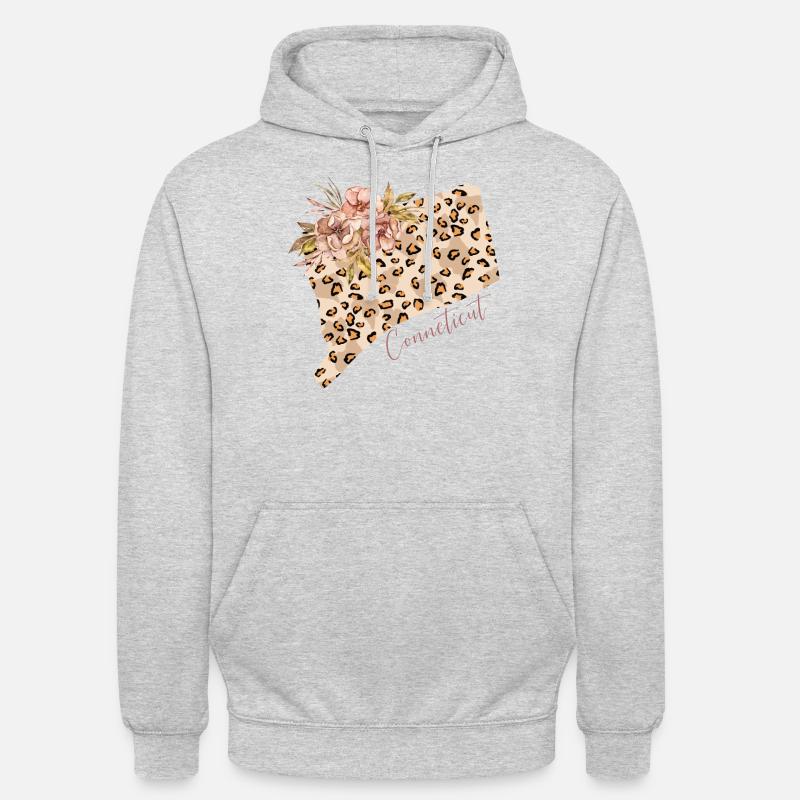 Leopard Print Map State Cenneticut - Unisex Hoodie - light heather grey