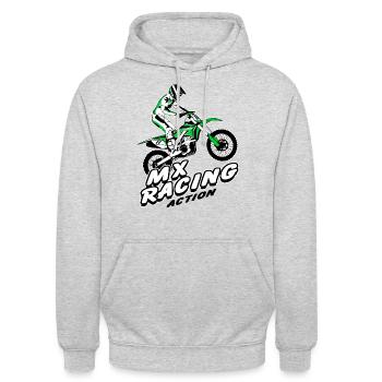 Moto Cross - Motocross - Supercross - Unisex Hoodie - Hellgrau meliert - Vorne - Alina (178cm) & Michal (187cm)