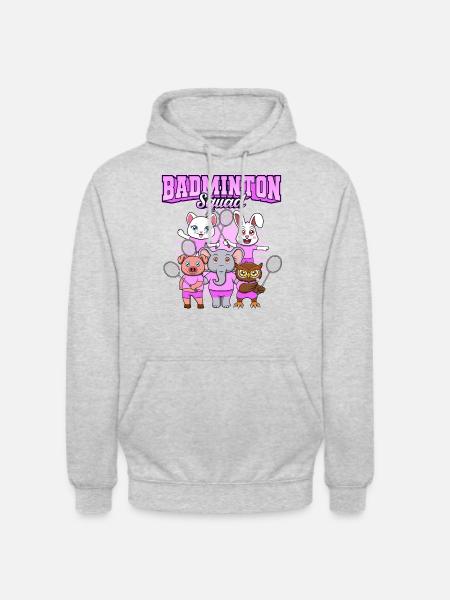 Badminton Squad Cute Animals Shuttlecock - Unisex Hoodie - light heather grey