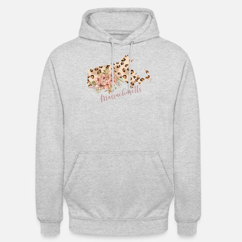 Massachusetts Leopard-pattern Map - Unisex Hoodie - light heather grey
