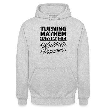Turning Mayhem Into Event Planner Wedding Planners - Unisex Hoodie - Hellgrau meliert - Vorne - Alina (178cm) & Michal (187cm)