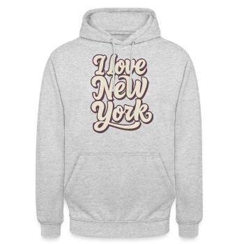 I Love New York City Big Apple USA Amerika - Unisex Hoodie - Hellgrau meliert - Vorne - Alina (178cm) & Michal (187cm)