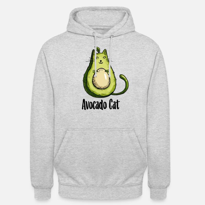 Avocado Cat Katzen Vegetarier Geschenk - Unisex Hoodie - Hellgrau meliert