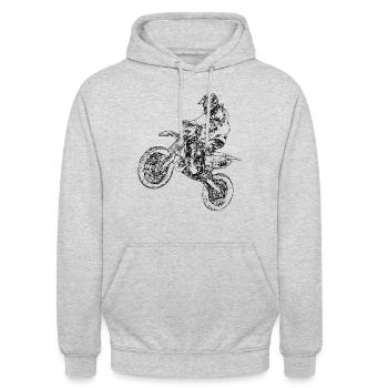 Motocross Fahrer der springt - Unisex Hoodie - Hellgrau meliert - Vorne - Alina (178cm) & Michal (187cm)