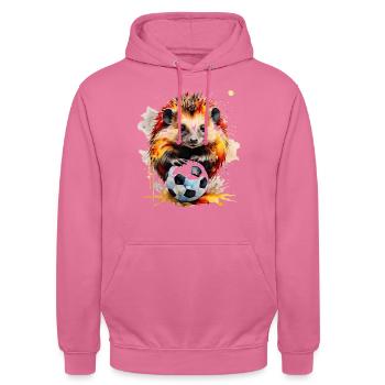Igel Fußball Bunt Deutschland Tier Design Print - Unisex Hoodie - Pink - Vorne - Alina (178cm) & Michal (187cm)