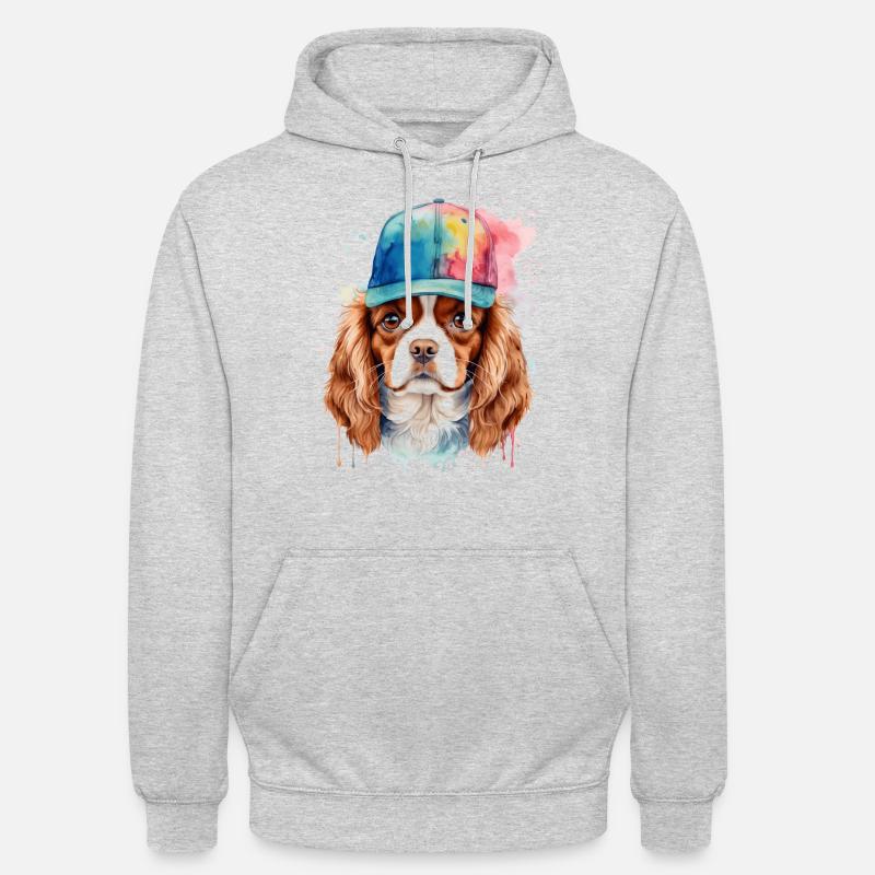 Cavalier King Charles Spaniel Snapback Cap Hund - Unisex Hoodie - Hellgrau meliert