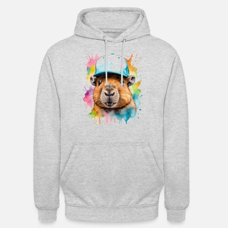 Capybara Snapback Cap Capy Bunt Tier Design Print - Unisex Hoodie - Hellgrau meliert