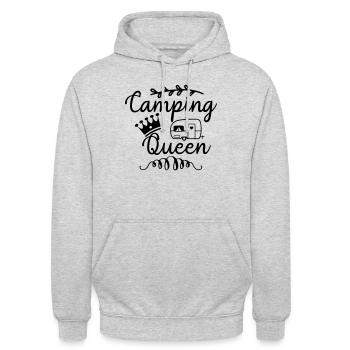 Camping Queen - Sweat-shirt à capuche unisexe - gris clair chiné - Devant - Alina (178cm) & Michal (187cm)