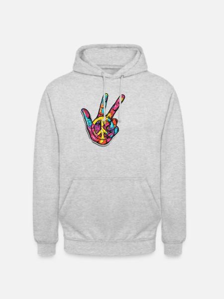 Peace Symbol Frieden love Menschenrechte - Unisex Hoodie - Hellgrau meliert