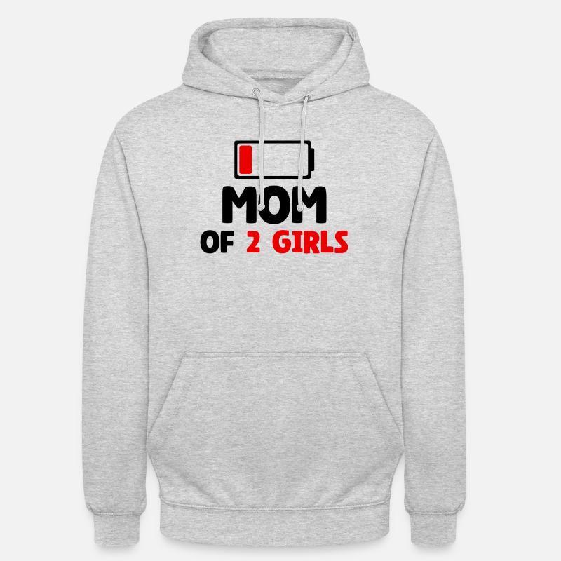 Maman de 2 filles - Sweat-shirt à capuche unisexe - gris clair chiné