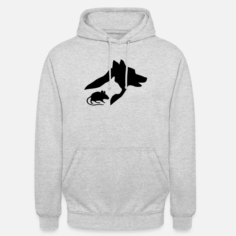 Dog, Cat and Mouse Silhouette - Sweat-shirt à capuche unisexe - gris clair chiné
