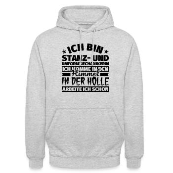 Stanz- und Umformmechanikerin Geschenk lustig Himm - Unisex Hoodie - Hellgrau meliert - Vorne - Alina (178cm) & Michal (187cm)