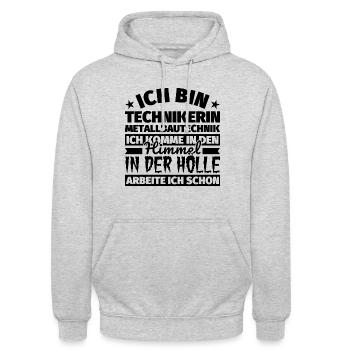 Technikerin Metallbautechnik Geschenk lustig Himme - Unisex Hoodie - Hellgrau meliert - Vorne - Alina (178cm) & Michal (187cm)