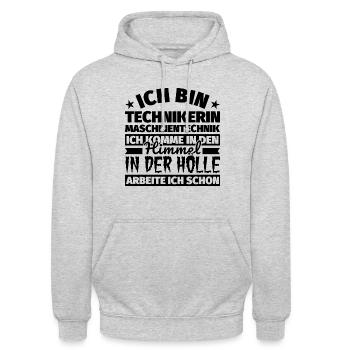 Technikerin Maschinentechnik Geschenk lustig Himme - Unisex Hoodie - Hellgrau meliert - Vorne - Alina (178cm) & Michal (187cm)