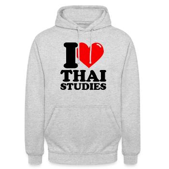 Ich liebe Thai-Studien - Unisex Hoodie - Hellgrau meliert - Vorne - Alina (178cm) & Michal (187cm)