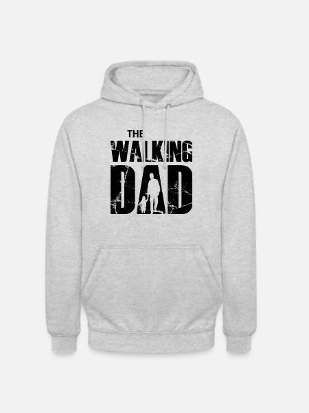 Le papa qui marche (noir) - Sweat-shirt à capuche unisexe - gris clair chiné