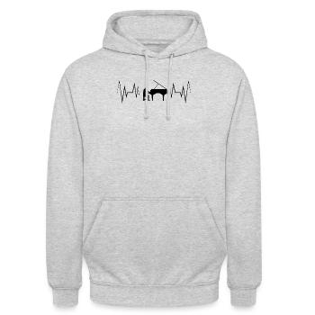 Heartbeat Piano Silhouette - Unisex Hoodie - light heather grey - Front - Alina (178cm) & Michal (187cm)
