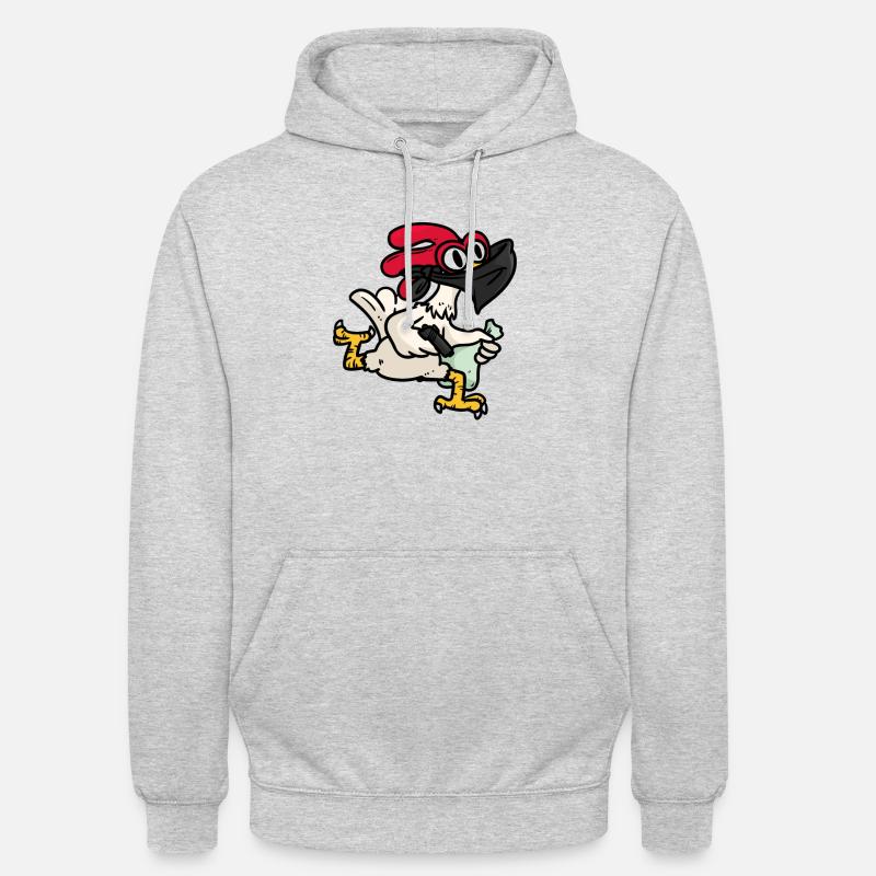 Voleur de poulet, voleur Hänchen - Sweat-shirt à capuche unisexe - gris clair chiné