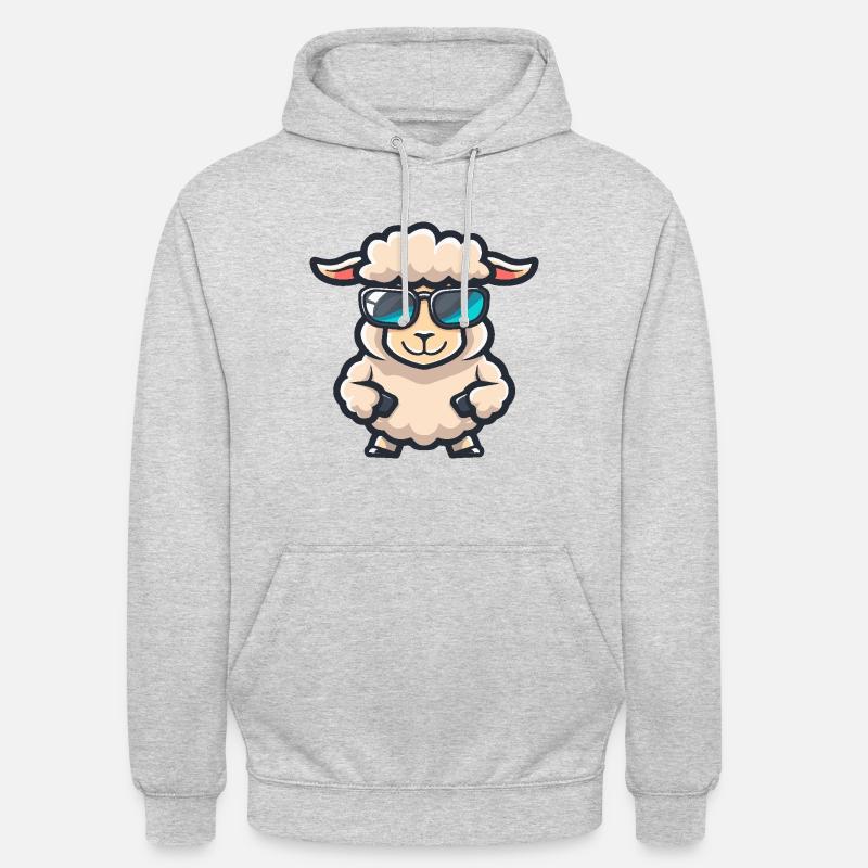 Bande dessinée cool de mouton - Sweat-shirt à capuche unisexe - gris clair chiné