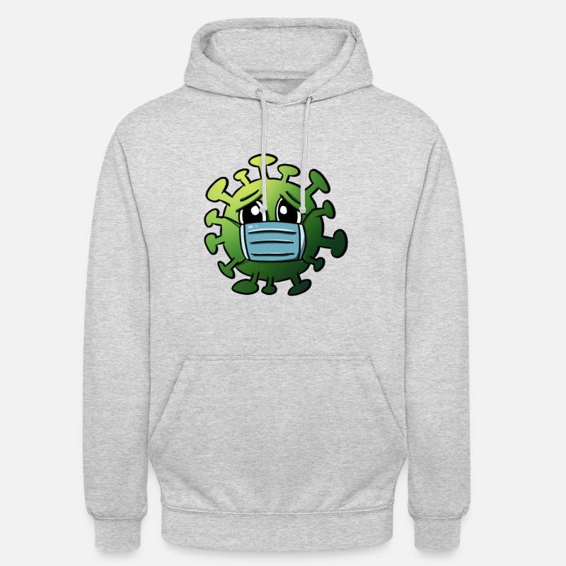Virus avec protège-dents Drôles De Graphiques Corona - Sweat-shirt à capuche unisexe - gris clair chiné
