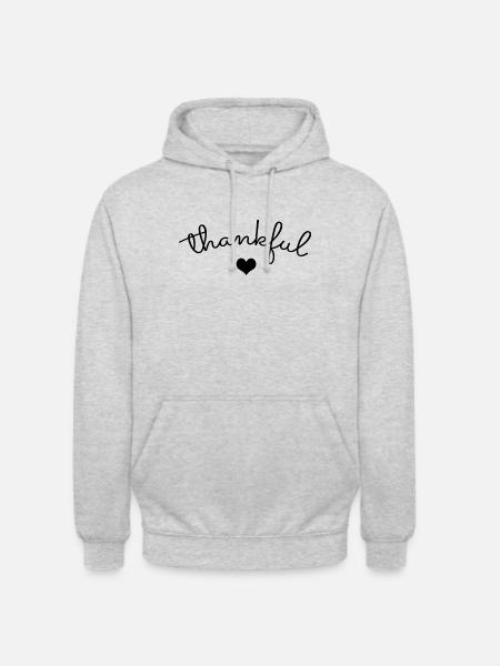 Thankful - Heart Gratitude Grateful - Unisex Hoodie - light heather grey