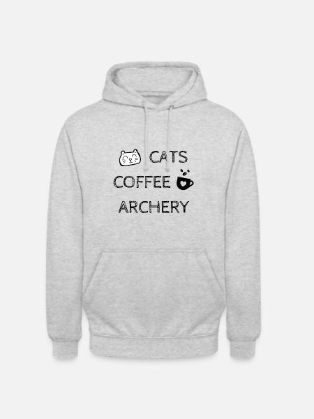 Cats. Coffee. Archery - Unisex Hoodie - light heather grey