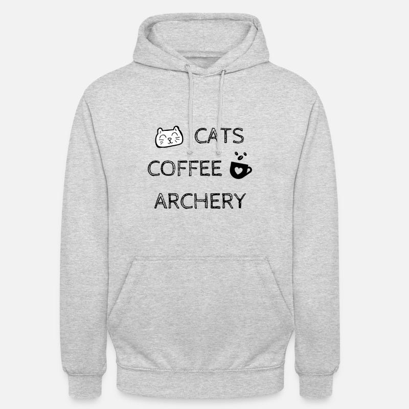 Chats. Café. Archerie - Sweat-shirt à capuche unisexe - gris clair chiné