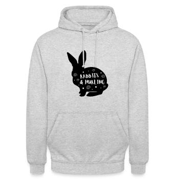 Kaninchen & Hurling - Unisex Hoodie - Hellgrau meliert - Vorne - Alina (178cm) & Michal (187cm)