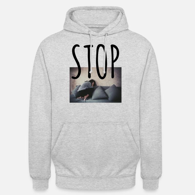 Stop vold i hjemmet, stop kvindedrab - Hættetrøje unisex - lysegrå meleret